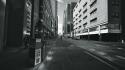Black and white cities streets wallpaper