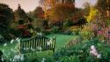United kingdom autumn cottage garden wallpaper