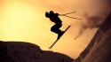 Extreme sports mountains silhouettes skiing snow wallpaper