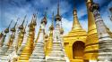 Asia asian architecture myanmar blue golden wallpaper