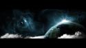 Asteroids nebulae outer space planets surreal wallpaper