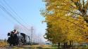 Autumn locomotives trains wallpaper