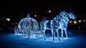 Carriage christmas lights glowing horses winter wallpaper