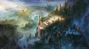 Fan ming artwork castles cities dragons wallpaper
