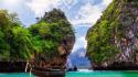 Thailand boats clouds islands landscapes wallpaper