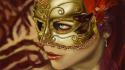 Venetian masks artwork faces fans fantasy art wallpaper