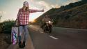 Beard biker blondes funny hitchhikers wallpaper