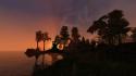 Morrowind landscapes palm trees sea sunset wallpaper