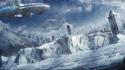 Cityscapes fantasy art futuristic ice spaceships wallpaper