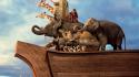 Noahs ark animals artwork elephants ships wallpaper