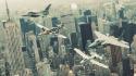 Fighting falcon new york city p-51 mustang wallpaper