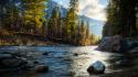 Hdr photography boulder forests pine trees rivers wallpaper