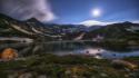 Lakes landscapes mountains night wallpaper