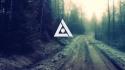 Artwork forests nature trees triangles wallpaper