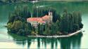 Catholic croatia national park boats green wallpaper
