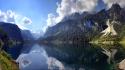 Clouds flat water lakes landscapes mountains wallpaper