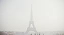 Eiffel tower france paris fog mist wallpaper