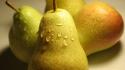 Fruits pears water drops wallpaper