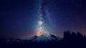 Milky way galaxies landscapes mountains nature wallpaper