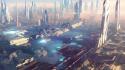 Cityscapes digital art futurist futuristic science fiction wallpaper
