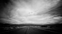 Clouds grayscale landscapes streets wallpaper