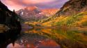 Nature trees lakes skyscapes reflections maroon bells wallpaper