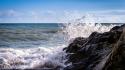 Ocean nature rocks splashes sea wallpaper
