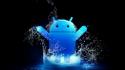 Android artwork black background blue cellphones wallpaper