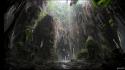 Caves green mountains nature trees wallpaper