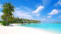 Maldives olhuveli beach islands palm trees wallpaper