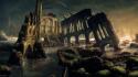 Post apocalyptic ruins science fiction wallpaper