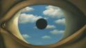 Rene magritte clouds eyes paintings wallpaper