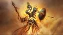 Armory fantasy art shield spears wallpaper