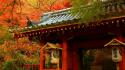 Japan autumn houses trees wallpaper