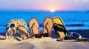 Sun beaches sand shoes sunglasses wallpaper